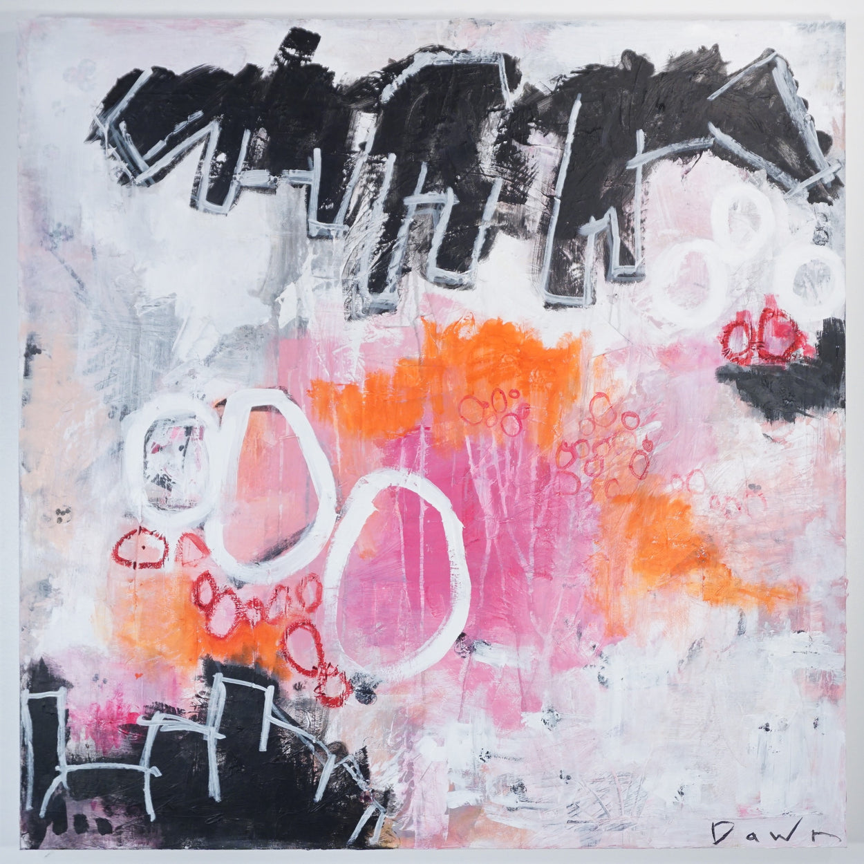 36"x36" acrylic, oil pastel, and oilstick on canvas