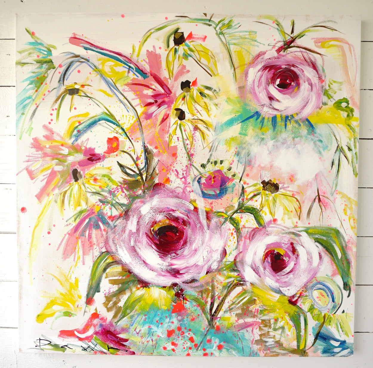 36"x36" acrylic and oil pastel on canvas